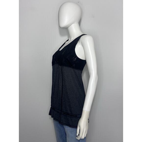 Lululemon Hustle Bustle Tank Womens 8 Heather Black Floral Shelf Bra Drawstring - Picture 8 of 16